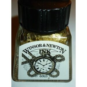 Winsor & Newton Drawing Ink Gold Metallic 14ml Glass Bottle Calligraphy Art